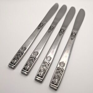 Imperial International Young Rose Stainless Dinner Knives Set of 4 Korea 8.25"